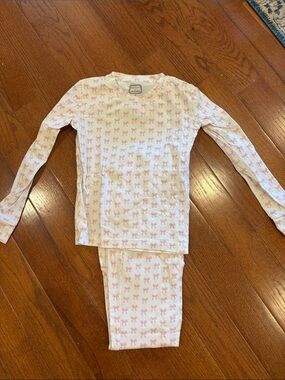 Sail to Sable White Pajama Set with Pink Bow Print